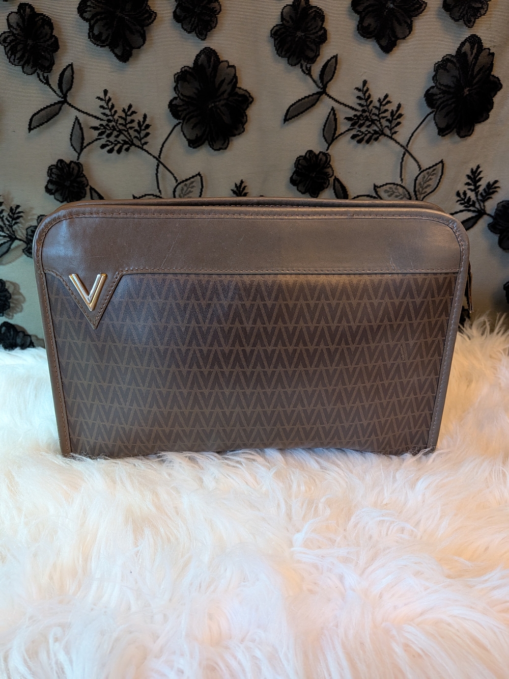 Mario Valentino Brown Men's Travel Organizer Toiletry Bag